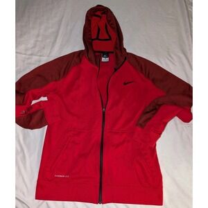 Nike Men's Medium Red Full Zip Therma-Fit Hoodie Sweatshirt Black Tag